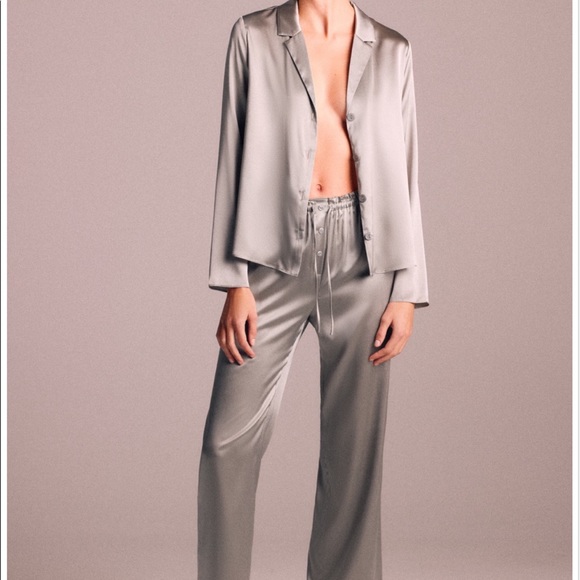 NWT Zara 100% Silk Gray Shirt - Picture 2 of 13